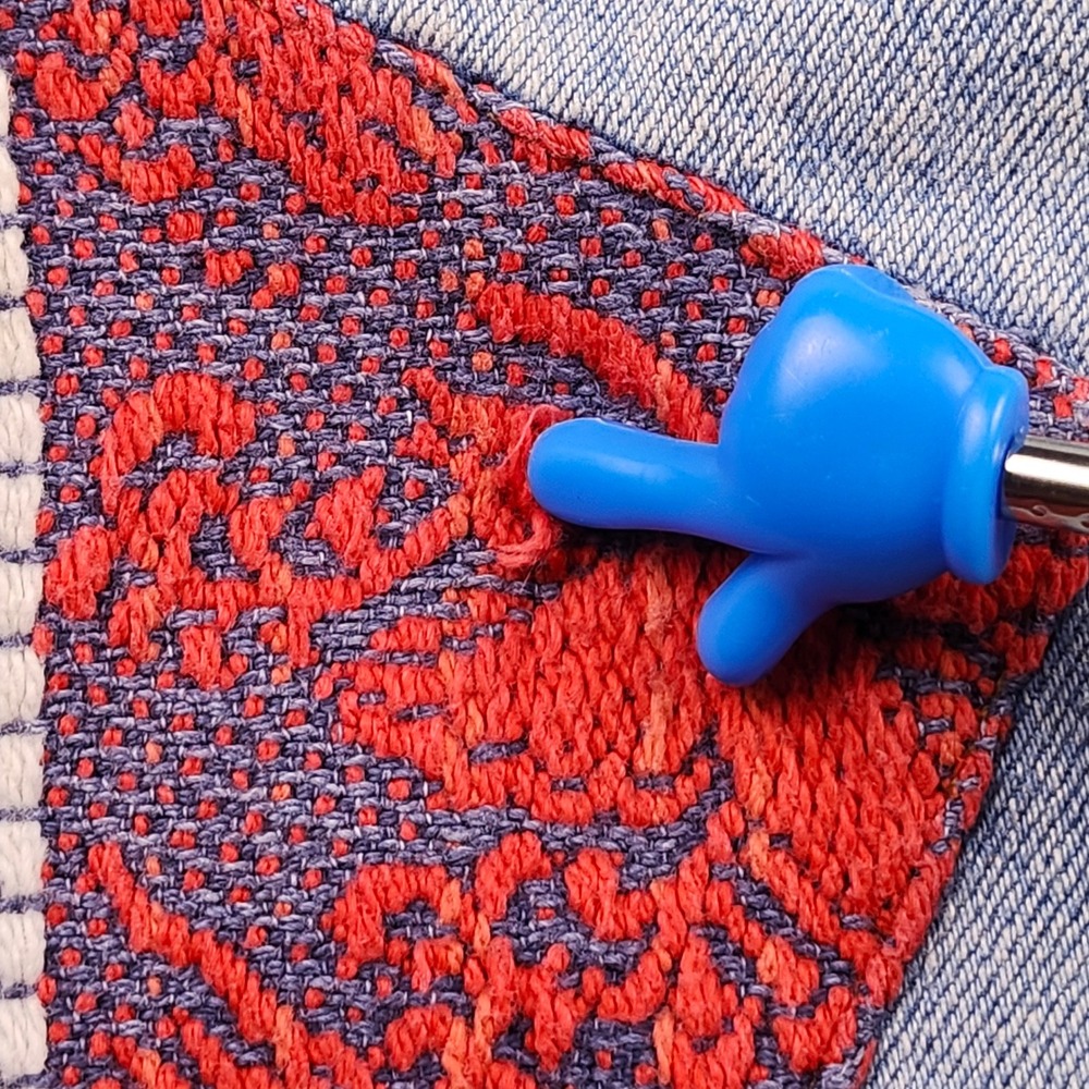 Vtg 80s Triangle Aquarius Rising Jeans Mixed Media Patchwork Flare Retro 30x28 - Picture 13 of 16